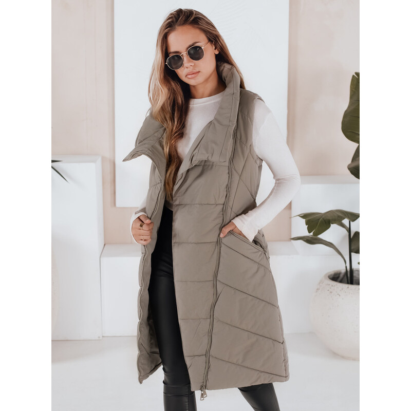 BASIC Svetlozelená prešívaná vesta s asymetrickým zipsom SERKIS TY3279 35927950