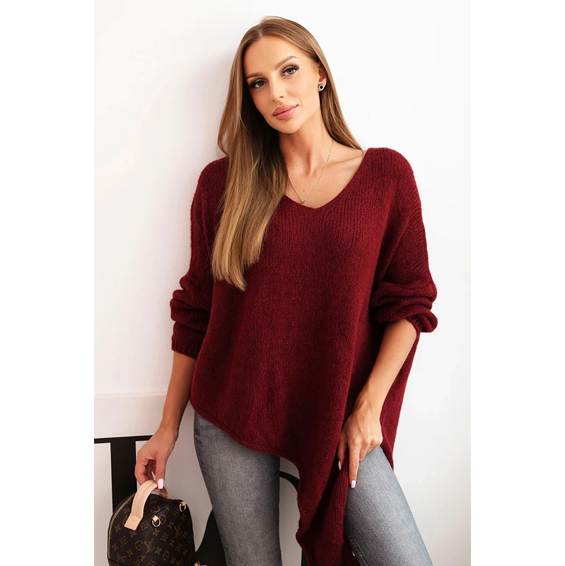Kesi Svetre dámsky vlnený asymetrický Plus Size s výstrihom do V 66103090