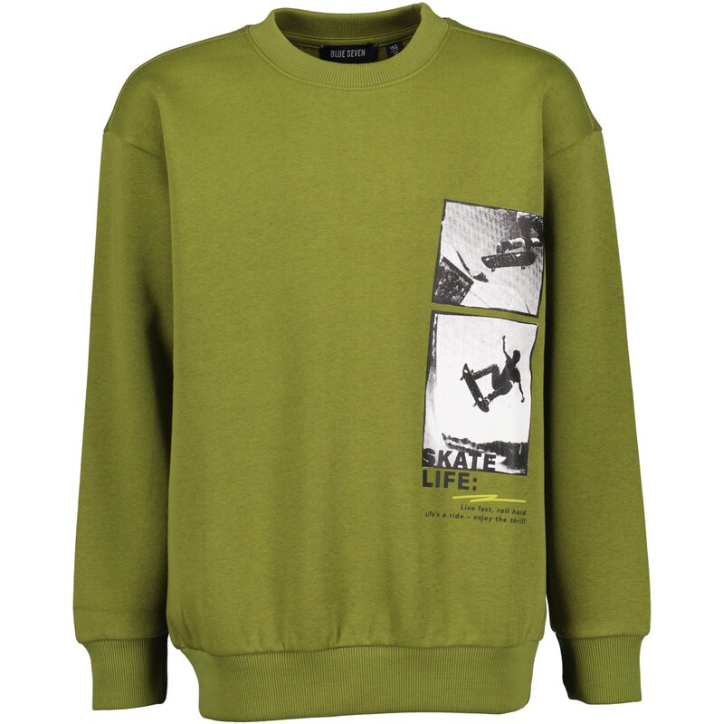 BLUE SEVEN Mikina olivová / čierna / biela 65992432