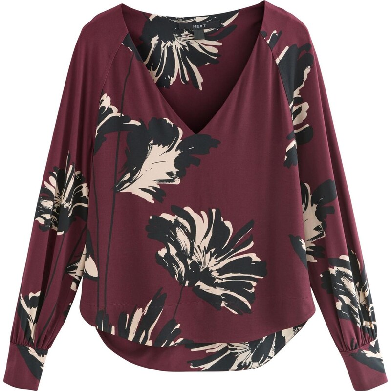 Next Blúzka béžová / farba lesného ovocia / čierna 65993569