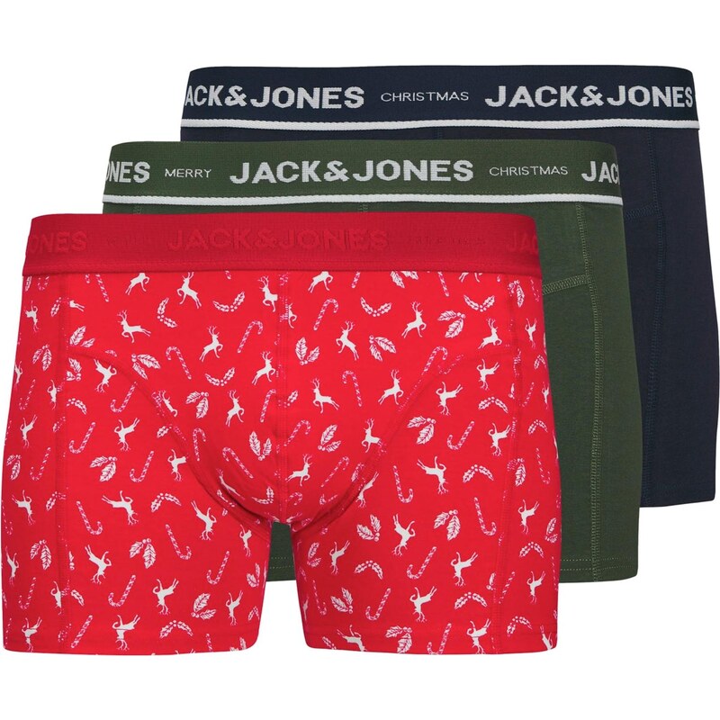 JACK & JONES Boxerky JACDEER tmavomodrá / olivová / krvavo červená / 65993582