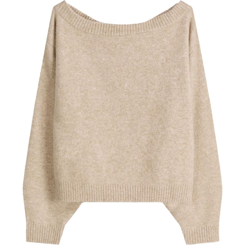 Bershka Sveter béžová melírovaná 66027058