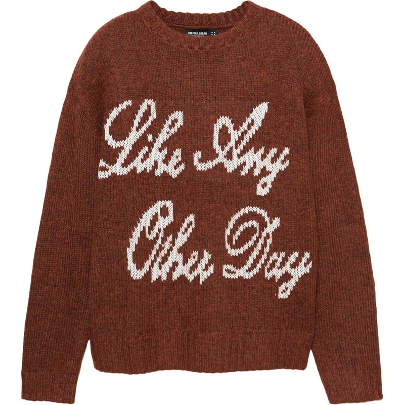 Pull&Bear Sveter hnedá / biela 66002191