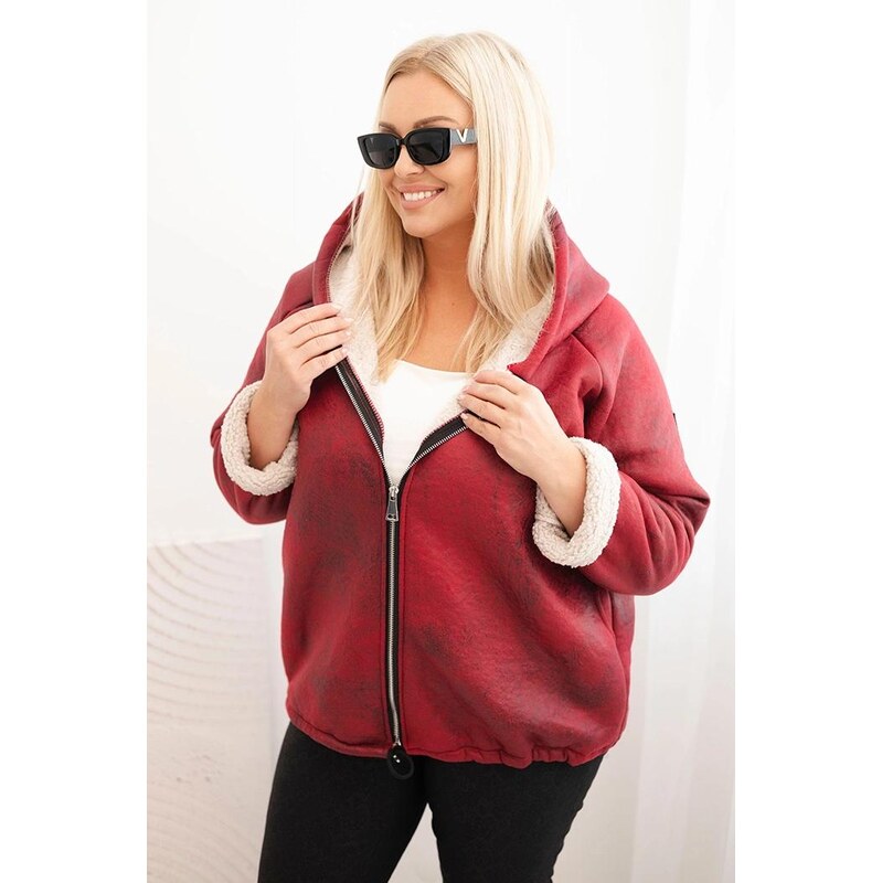 MladaModa Zateplená oversize bunda s kapucňou model 5742 bordová 65998416