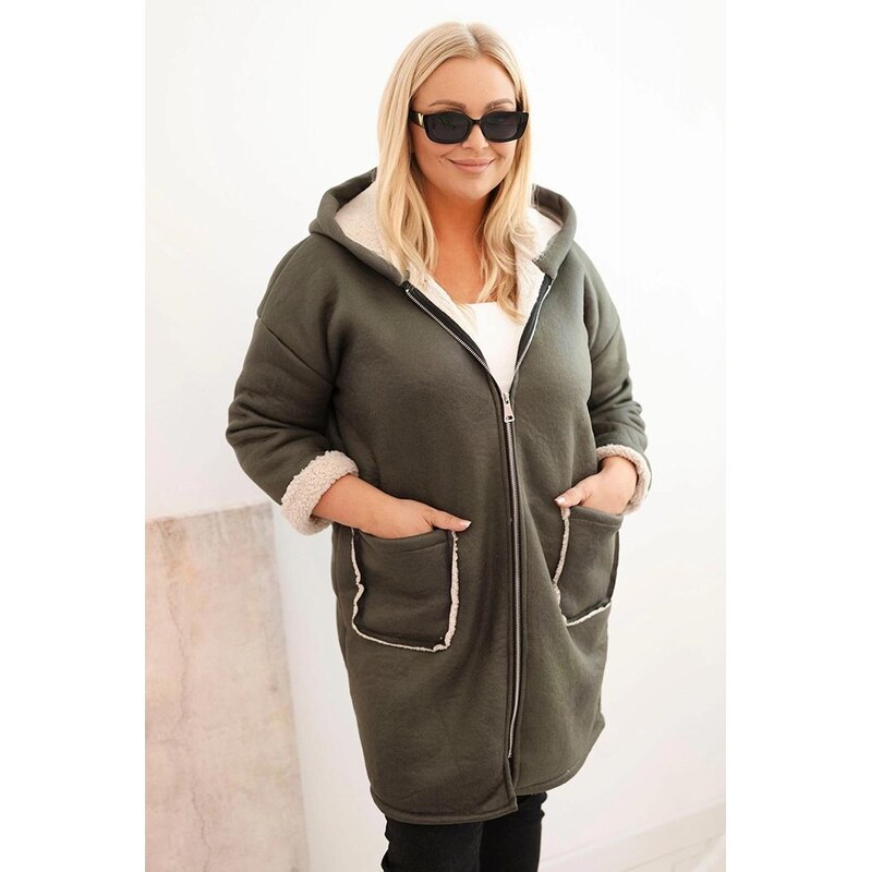 MladaModa Dlhá zateplená oversize bunda s kapucňou a vreckami model 65998420