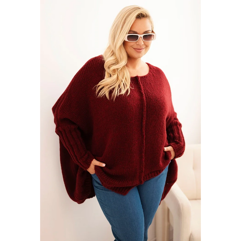 Kesi Svetrík dámsky Plus Size z akrylu s voľným strihom a rukávom 3/4 66010707
