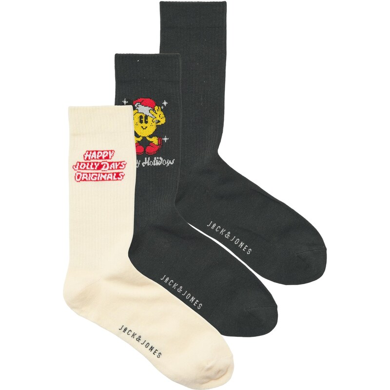 JACK & JONES Ponožky JACXMAS CARTOON žltá / svetlosivá / červená / 66002045