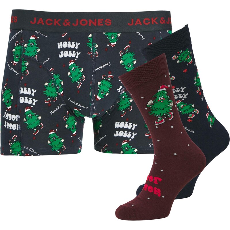 JACK & JONES Boxerky Jacjolly Xmas tmavomodrá / zelená / rubínová / 66002067