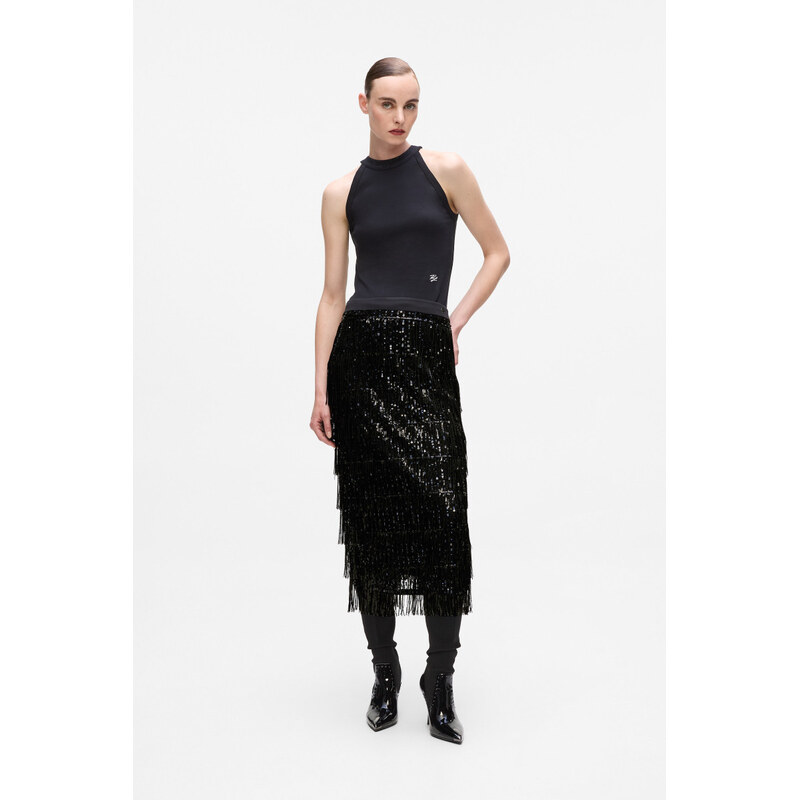 SUKŇA KARL LAGERFELD SEQUINS FRINGE SKIRT 66001894