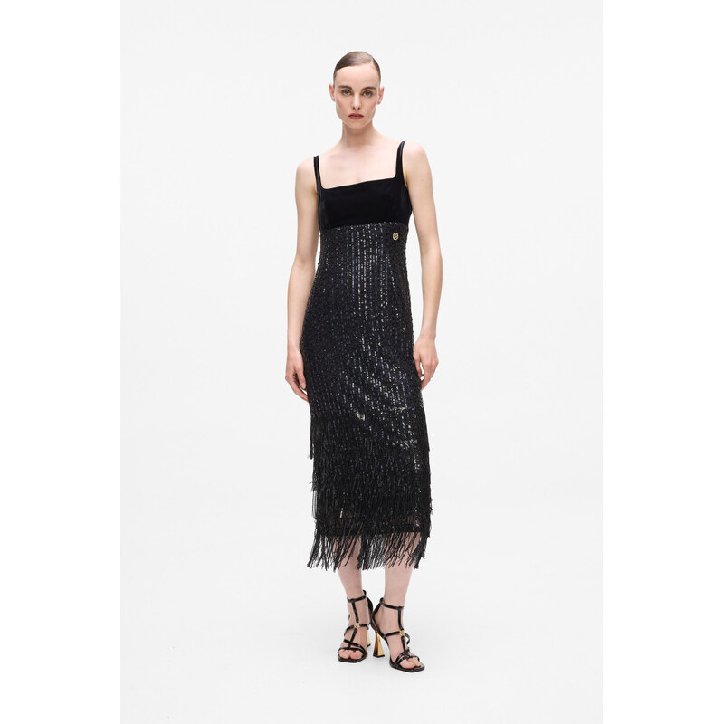 ŠATY KARL LAGERFELD SEQUINS FRINGE DRESS 66001899