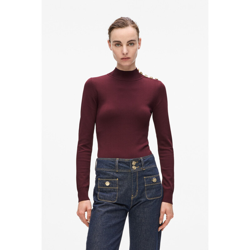 SVETER KARL LAGERFELD BUTTON DETAIL MOCK NECK 67047582