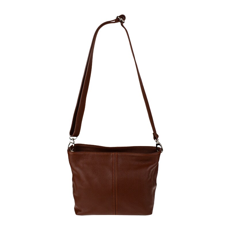 Hnedá kožená talianska crossbody kabelka Batilda Marrone Scura 42104919