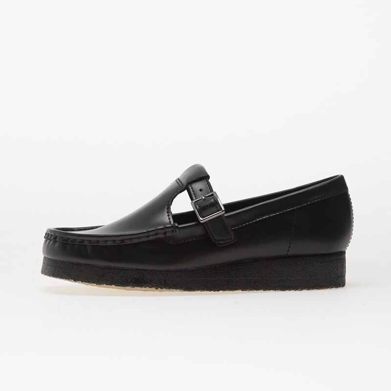 Clarks Originals Wallabee T Bar Blk HiShine Lea 66011763