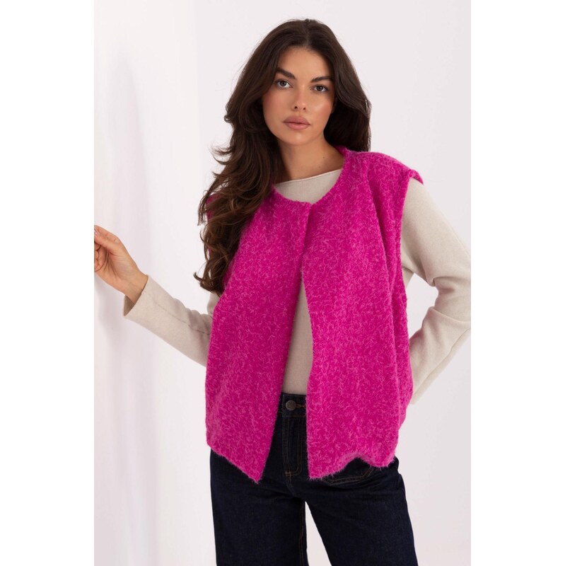MladaModa Boucle vesta s vreckami model 62229 fuksiová 66012421