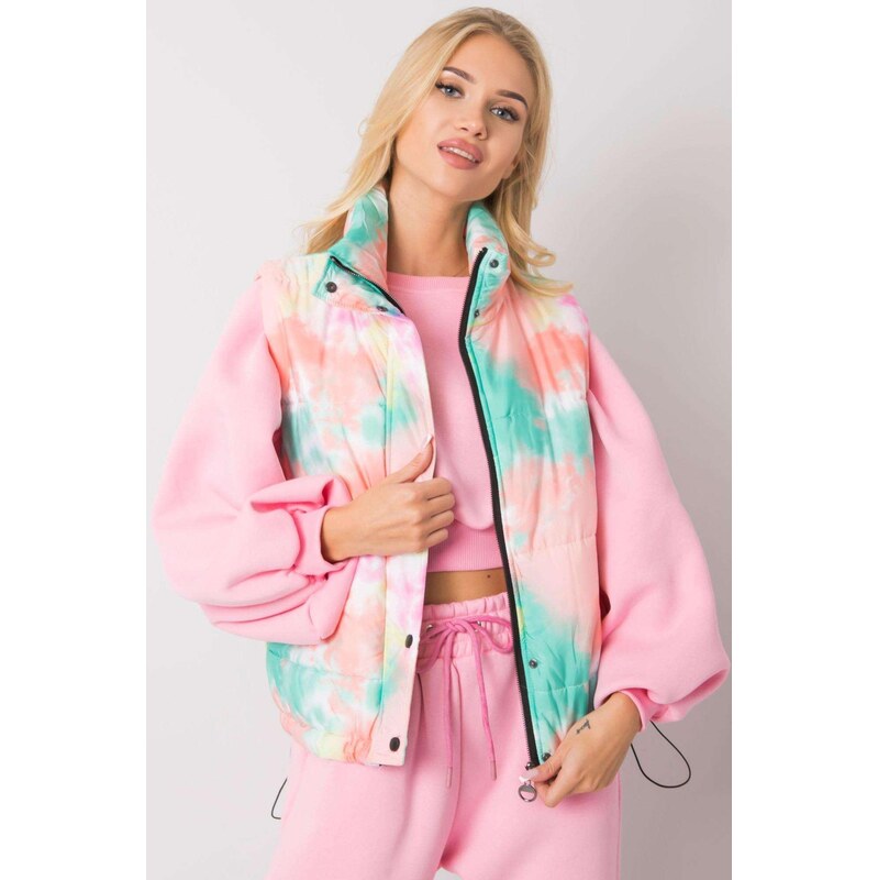 MladaModa Prešívaná farebná vesta Roonie so zipsom mentolová+ružová 66012457