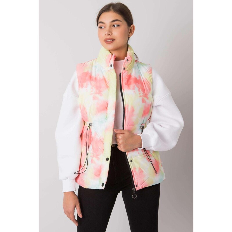 MladaModa Prešívaná farebná vesta Loie so zipsom oranžová 66012453