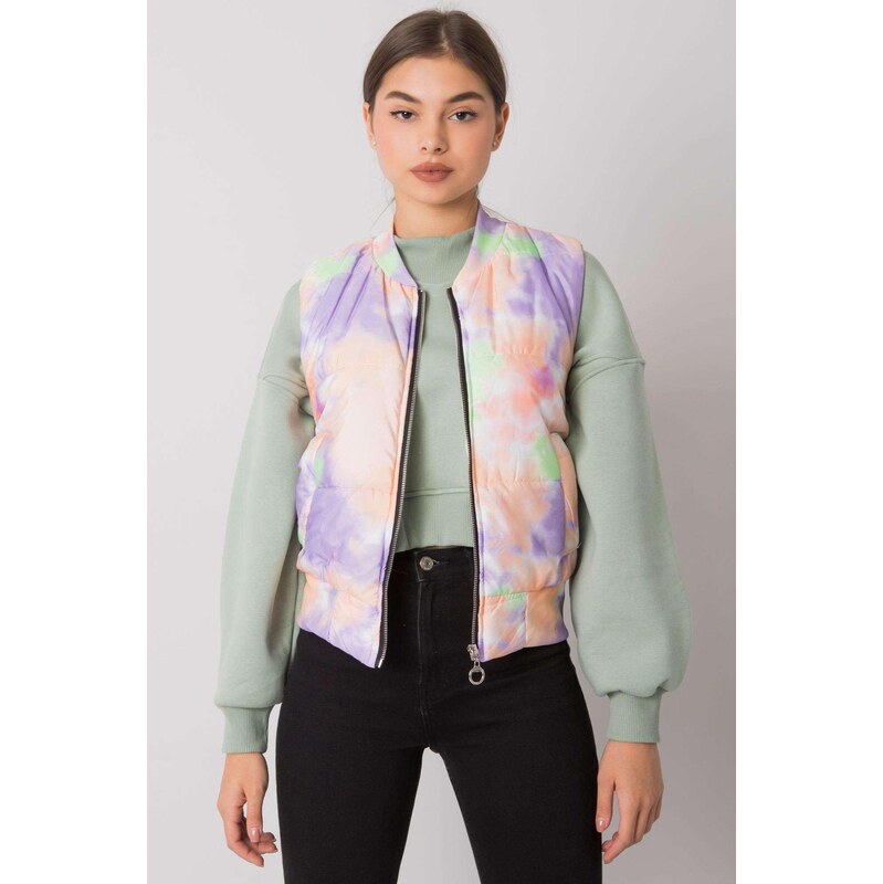 MladaModa Prešívaná farebná vesta Westport so zipsom oranžová+fialová 66012451