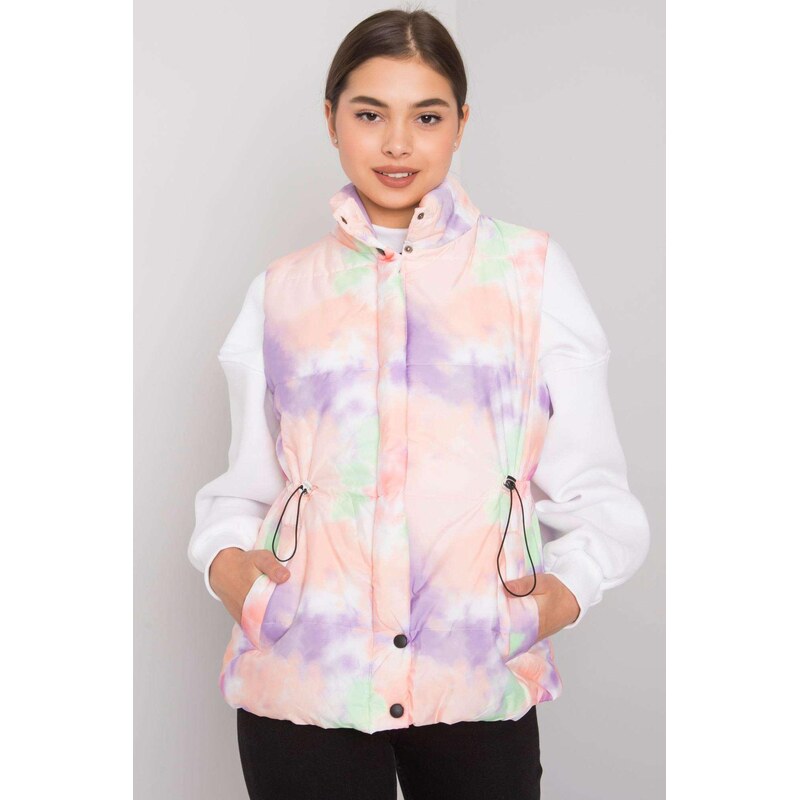 MladaModa Prešívaná farebná vesta Loie so zipsom broskyňová 66012452