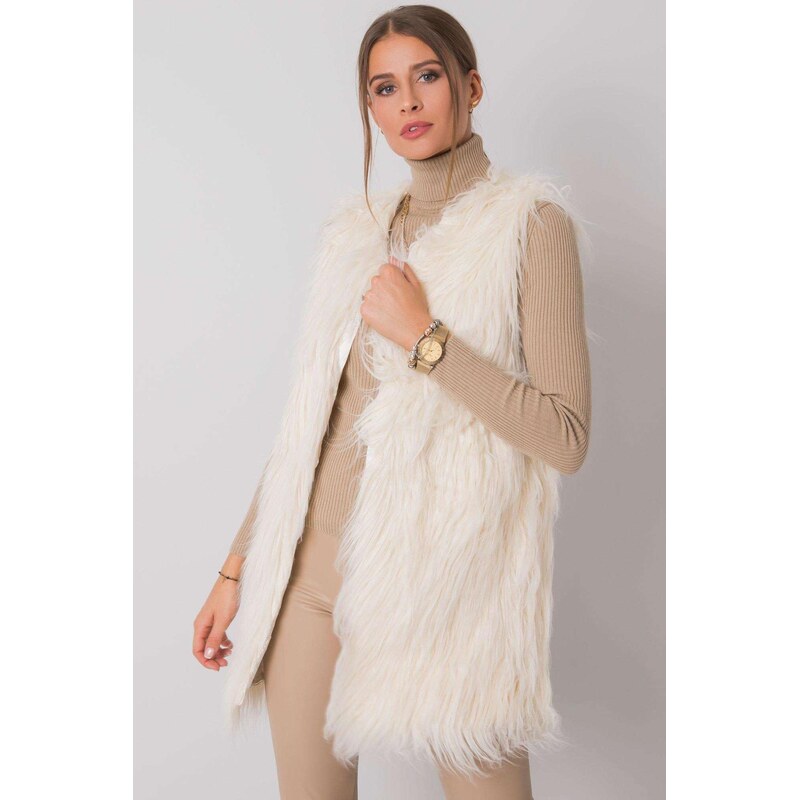 MladaModa Kožušinková vesta Rafaela s dlhým vlasom a vreckami farba 66012467