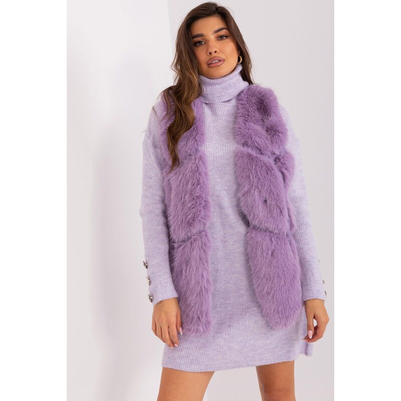 MladaModa Kožušinková vesta s vreckami a zapínaním na háčiky model 66012489