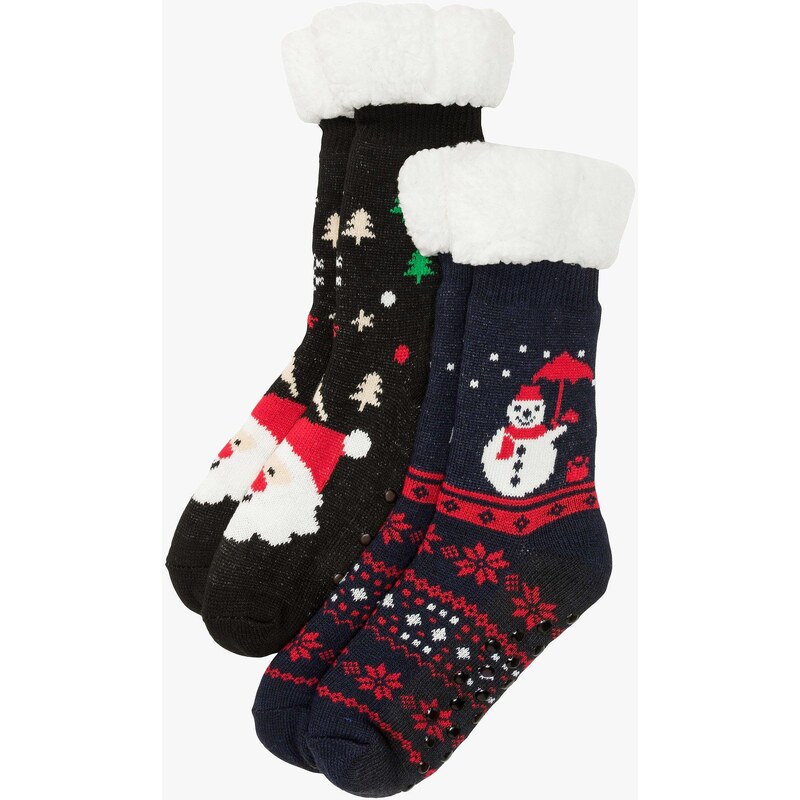 bonprix Mäkké ponožky s mäkkou kožušinou (2 ks v balení), farba modrá 47085693