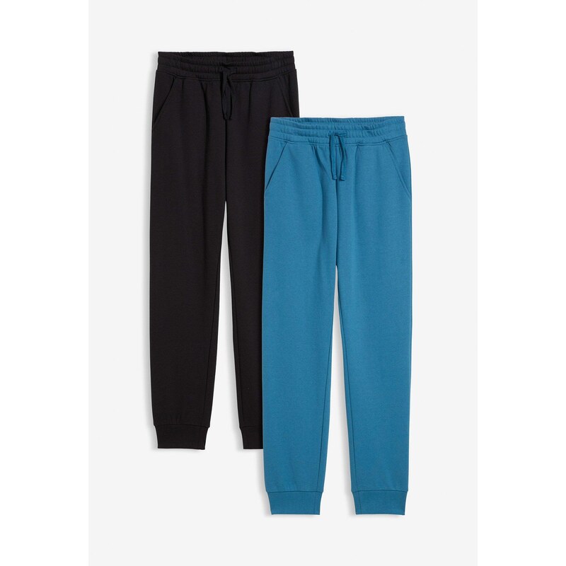 bonprix Tepláky z mäkkého bavlneného mixu (2 ks), farba čierna 65303524