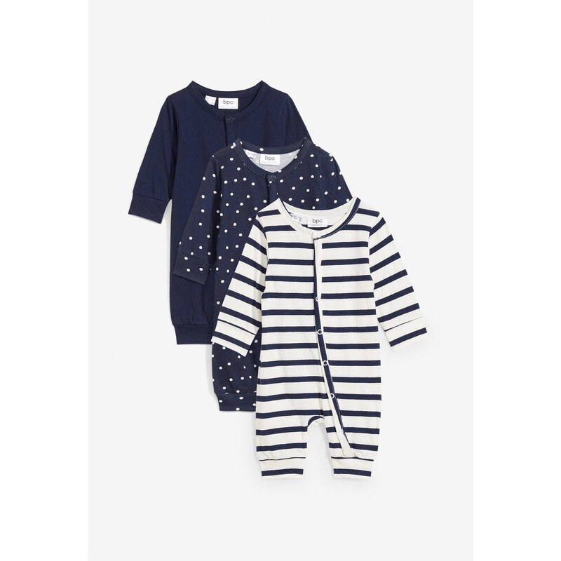 bonprix Detský overal (3 ks) z čistej bio bavlny, farba modrá 58272128