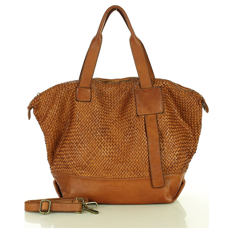 Marco Mazzini Camel dámska kožená shopper kabelka (v257b) 66013256