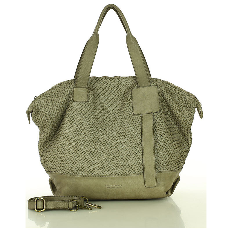 Marco Mazzini Béžová taupe dámska kožená shopper kabelka (v257c) 66013255