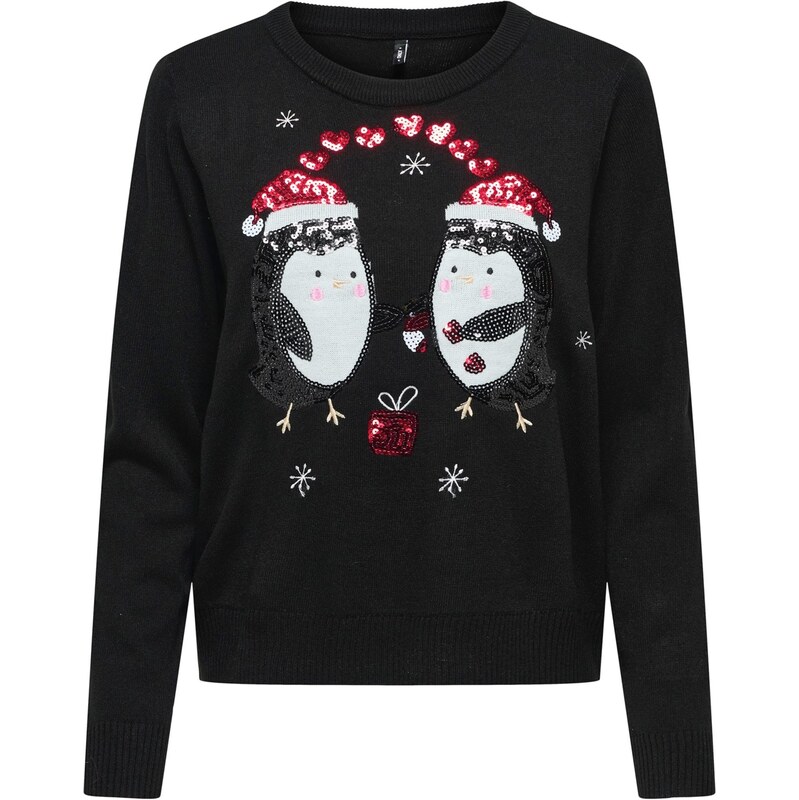 ONLY Sveter ONLXMAS SHINE tmavočervená / čierna / biela 66018118