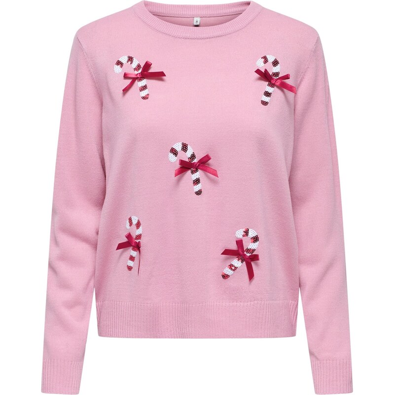 ONLY Sveter ONLXMAS SHINE ružová / vínovo červená / biela 66018119