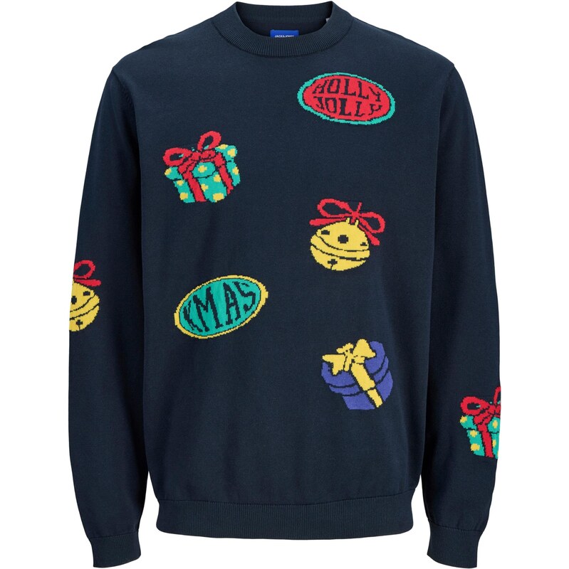 JACK & JONES Sveter JORHoliday tmavomodrá / svetložltá / mätová / 66018220