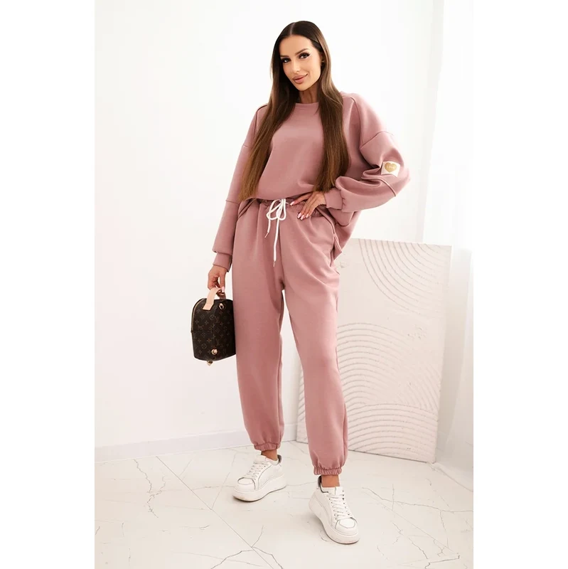 Kesi Włoski Komplet dámsky maslový s voľnou mikinou a nohavicami s 66017643