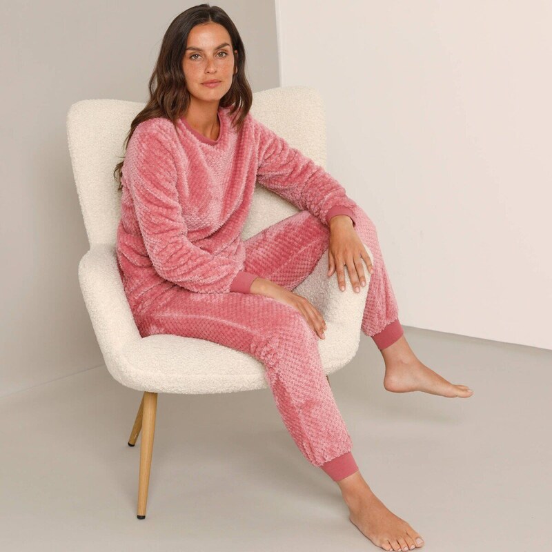 Fleecové pyžamo s textúrou ružová 050 Blancheporte 66026035