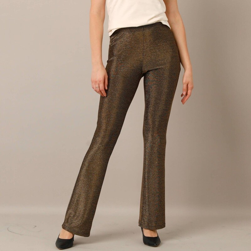 Bootcut lesklé legíny s pružným pásom zlatá 054 Blancheporte 66018308