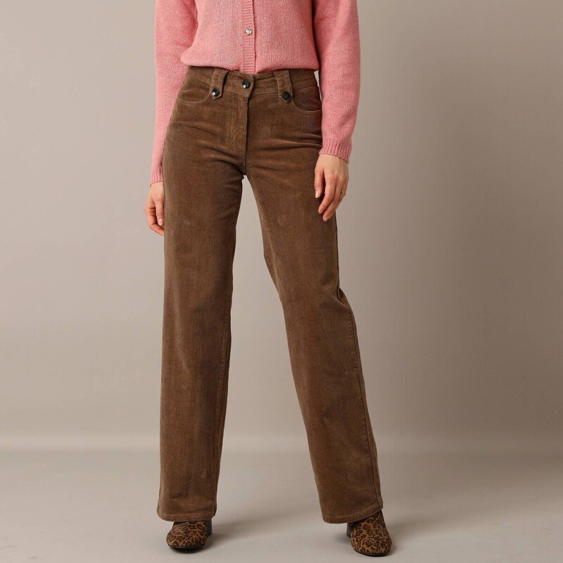 Široké menčestrové nohavice hnedosivá 052 Blancheporte 66018307