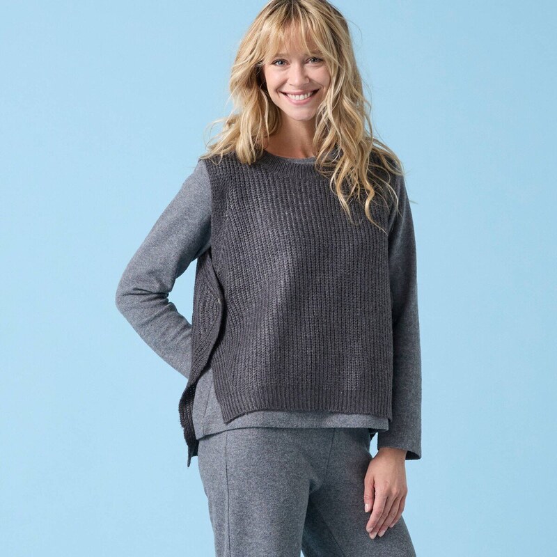 Vesta so zapínaním na gombík, pre nižšiu postavu antracitový melír 050 66018311