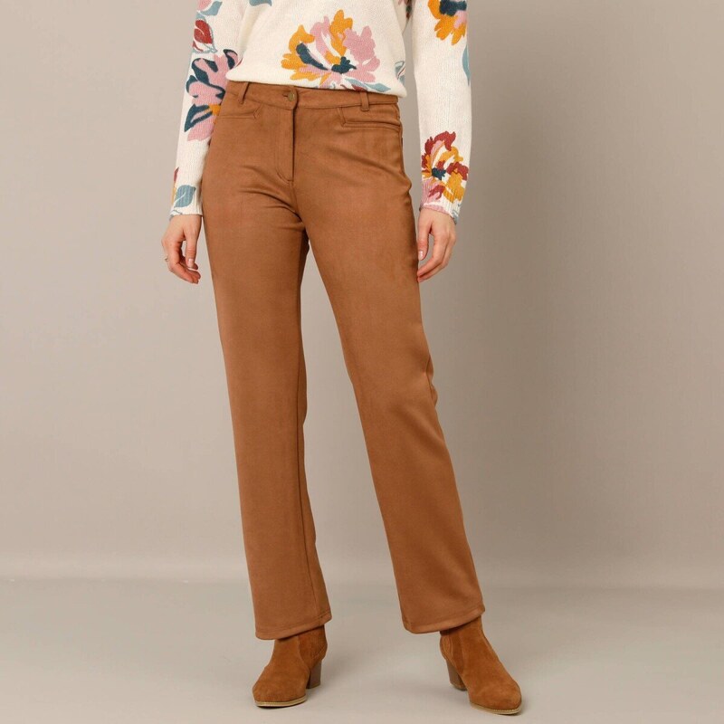 Rovné semišové nohavice oriešková 038 Blancheporte 66018330