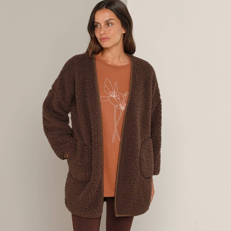 Domáci kabátik z sherpa materiálu čokoládová 054 Blancheporte 66026044