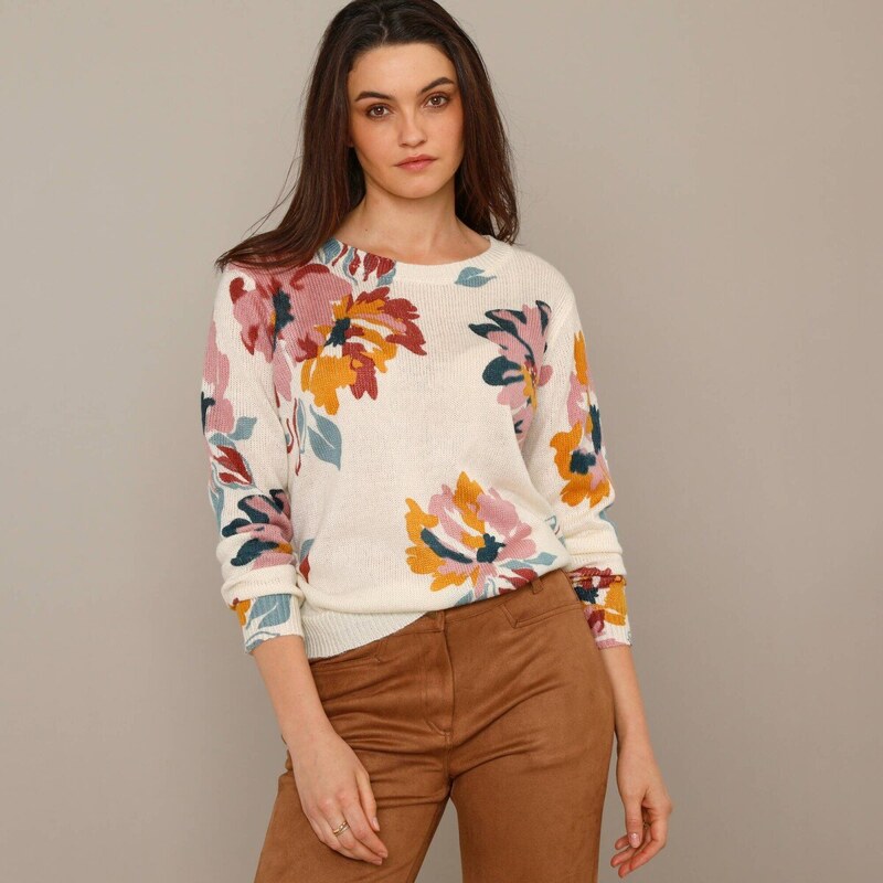 Pulóver s potlačou kvetín ražná/ružová 054 Blancheporte 66018285