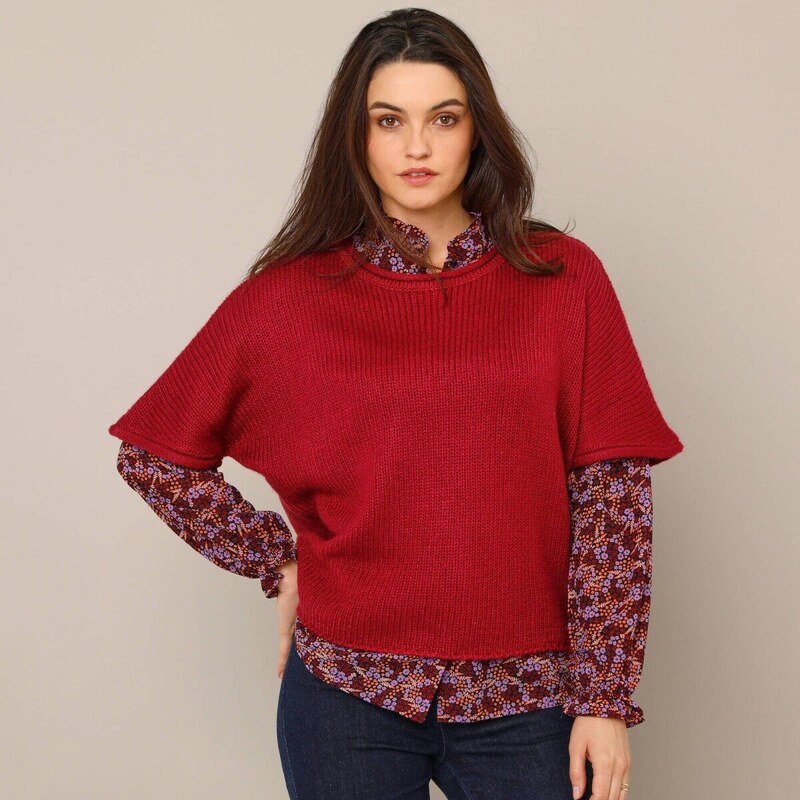 Pulóver so skrátenými rukávmi bordó 056 Blancheporte 66018298