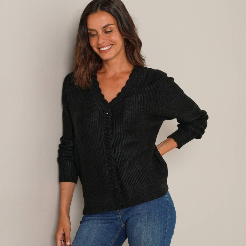 Sveter s vlnkovaným zakončením čierna 052 Blancheporte 66018288