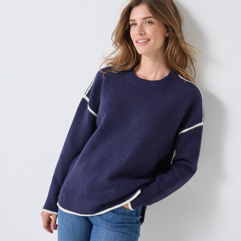 Voľný pulóver s kontrastným zakončením nám.modrá 036 Blancheporte 66018353