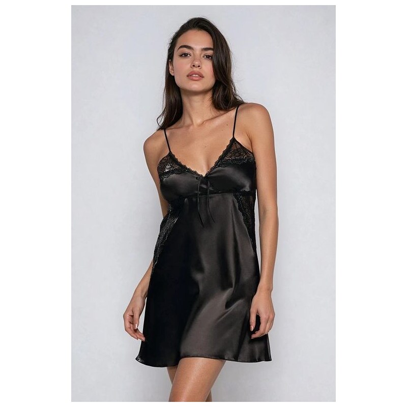 DKaren Saténová nočná košieľka Hana čierna 5536327