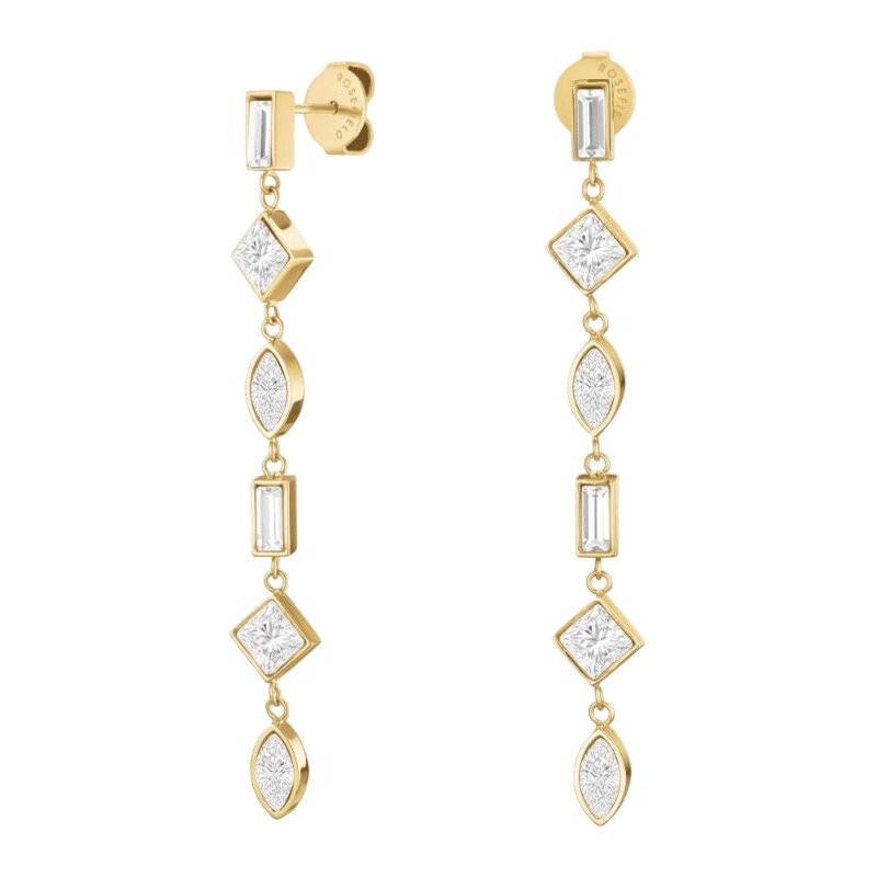 Rosefield Originálne pozlátené náušnice s čírymi kryštálmi Pendant 66579237