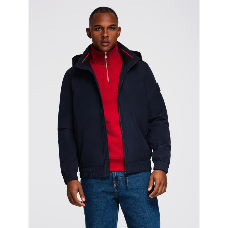 Ombre Mens jacket with hood and high collar - navy blue 66036270