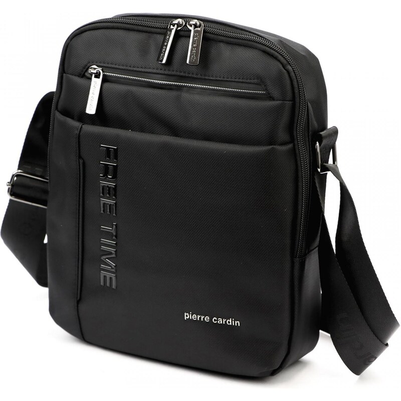 Moderná pánska textilná crossbody taška Pierre Cardin Rolland, čierna 66225154