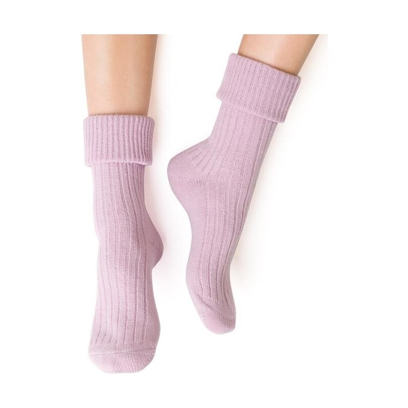 Steven Pletené ponožky na spanie 067 lila s vlnou 66087533