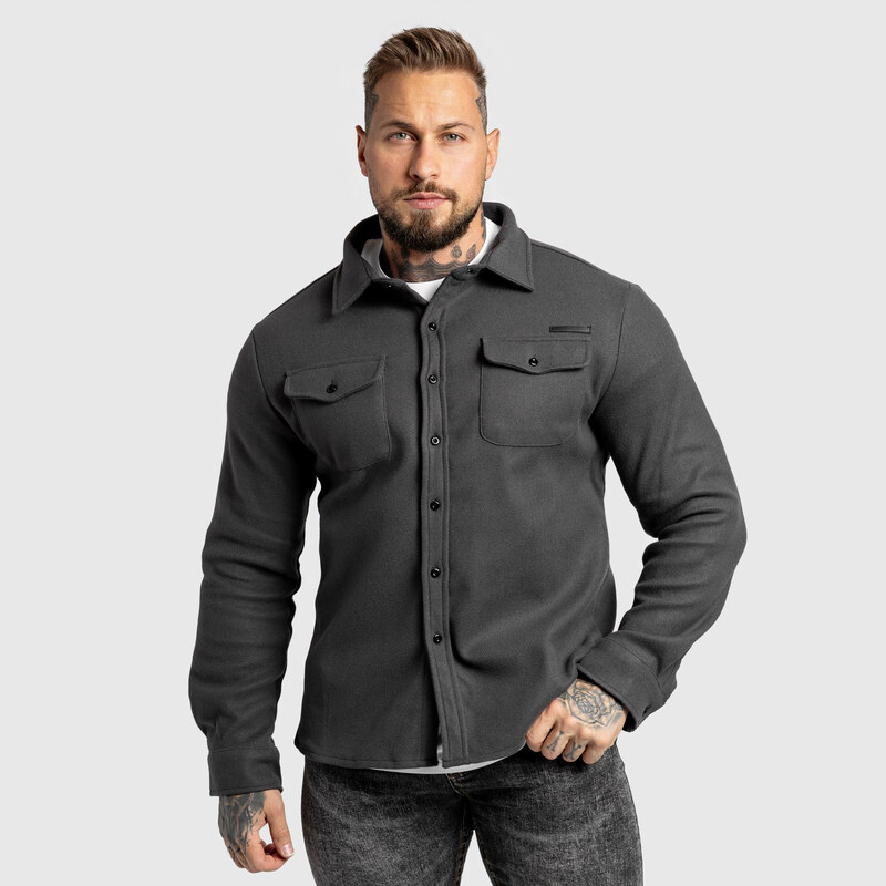 Pánska plstená košela Iron Aesthetics Felted, sivá 66021478