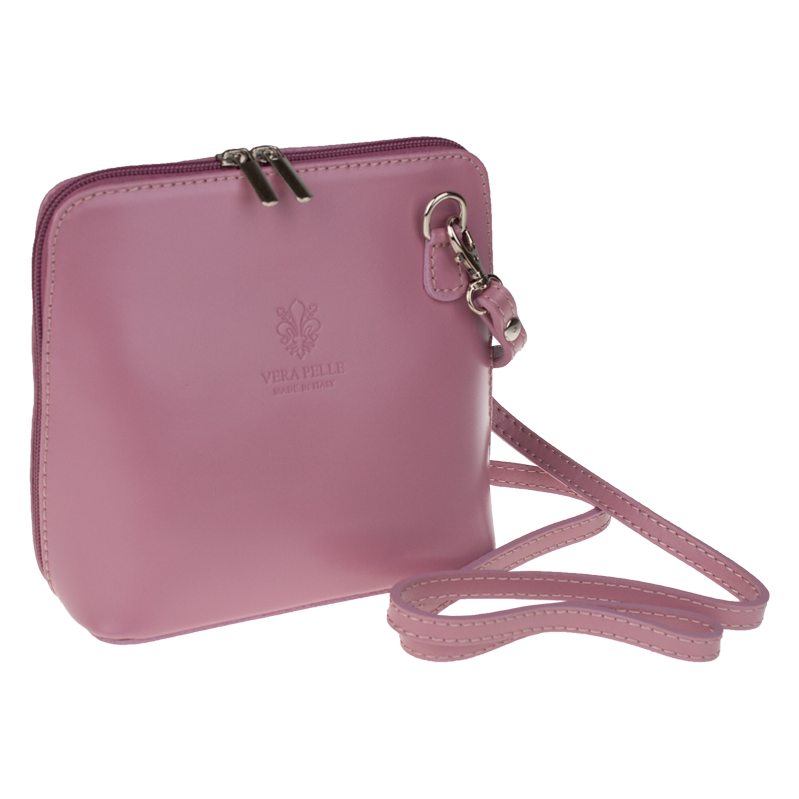 Ružová kožená talianska crossbody kabelka Grana Rosa Scura NovaKabelka 66022713
